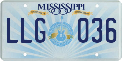 MS license plate LLG036