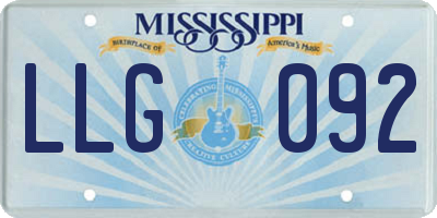 MS license plate LLG092