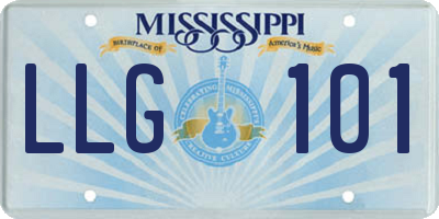 MS license plate LLG101
