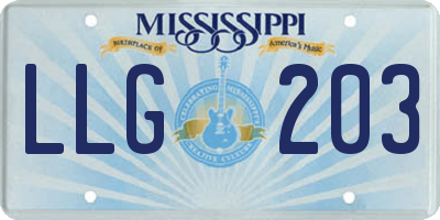 MS license plate LLG203