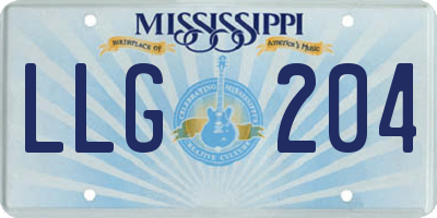 MS license plate LLG204