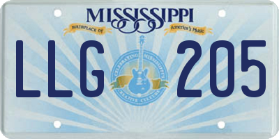 MS license plate LLG205