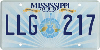 MS license plate LLG217