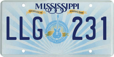 MS license plate LLG231