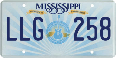 MS license plate LLG258