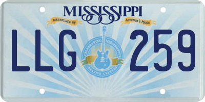MS license plate LLG259