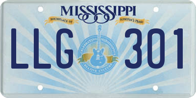 MS license plate LLG301
