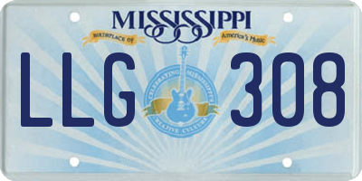 MS license plate LLG308