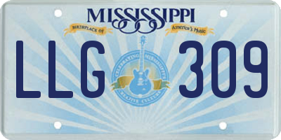 MS license plate LLG309
