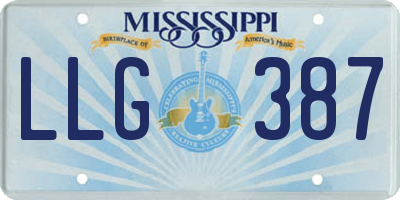 MS license plate LLG387