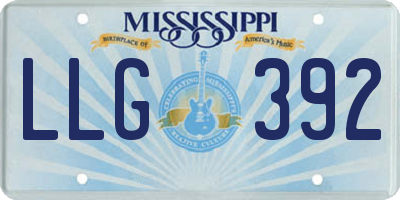 MS license plate LLG392