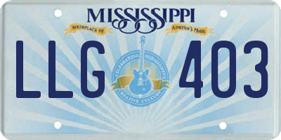 MS license plate LLG403