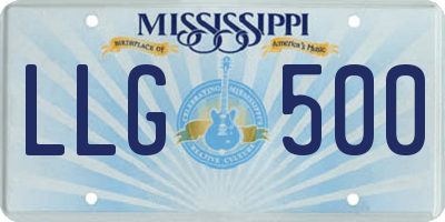 MS license plate LLG500
