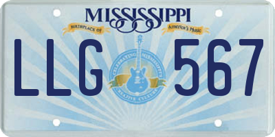 MS license plate LLG567