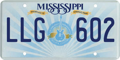 MS license plate LLG602