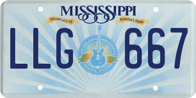 MS license plate LLG667