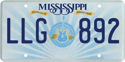 MS license plate LLG892