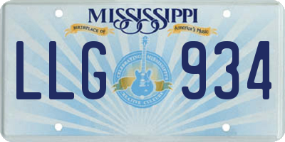 MS license plate LLG934