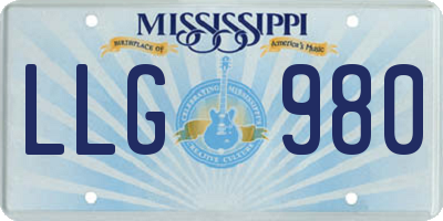 MS license plate LLG980