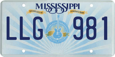 MS license plate LLG981