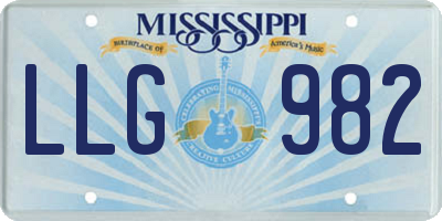 MS license plate LLG982