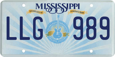 MS license plate LLG989