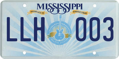 MS license plate LLH003