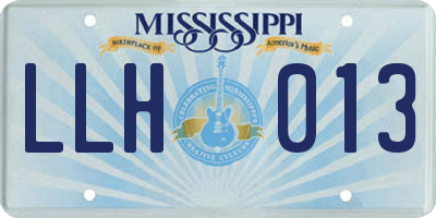 MS license plate LLH013