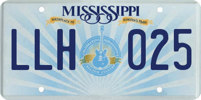 MS license plate LLH025