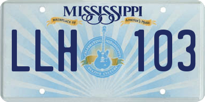 MS license plate LLH103