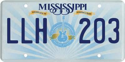 MS license plate LLH203