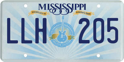 MS license plate LLH205