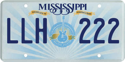 MS license plate LLH222