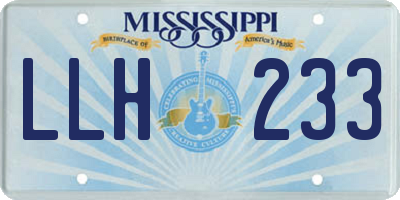 MS license plate LLH233