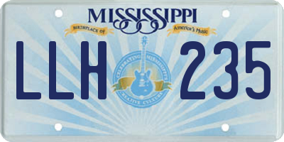 MS license plate LLH235