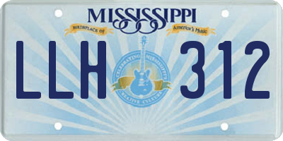 MS license plate LLH312