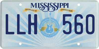 MS license plate LLH560