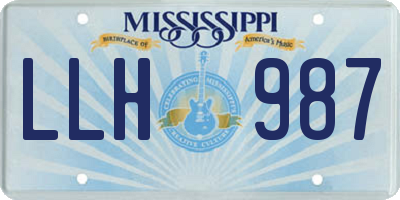 MS license plate LLH987