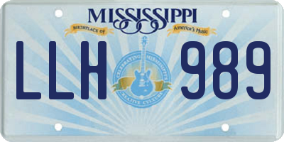 MS license plate LLH989