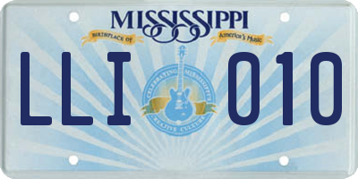MS license plate LLI010
