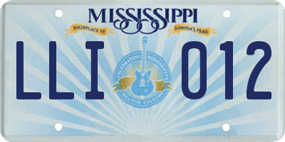 MS license plate LLI012