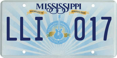 MS license plate LLI017