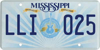 MS license plate LLI025