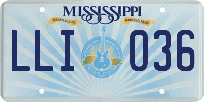 MS license plate LLI036