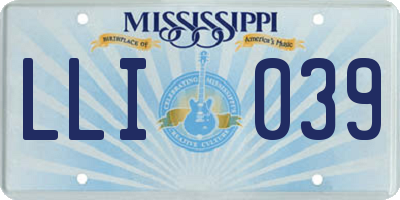 MS license plate LLI039