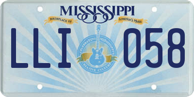 MS license plate LLI058