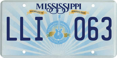 MS license plate LLI063