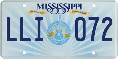 MS license plate LLI072
