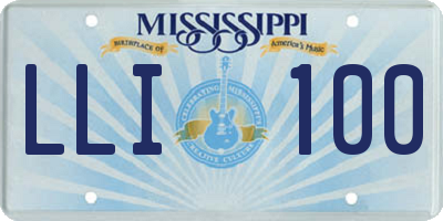 MS license plate LLI100