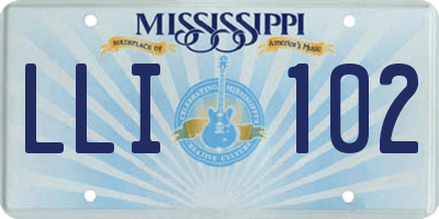 MS license plate LLI102